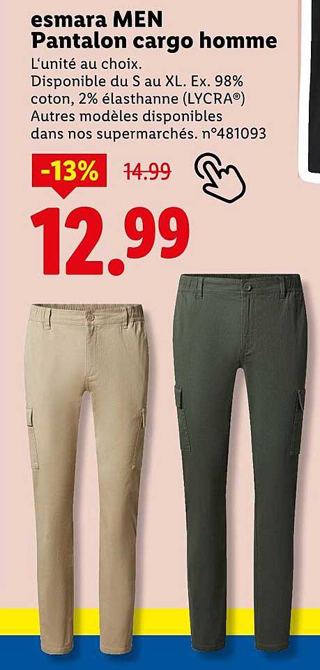 esmara MEN Pantalon cargo homme