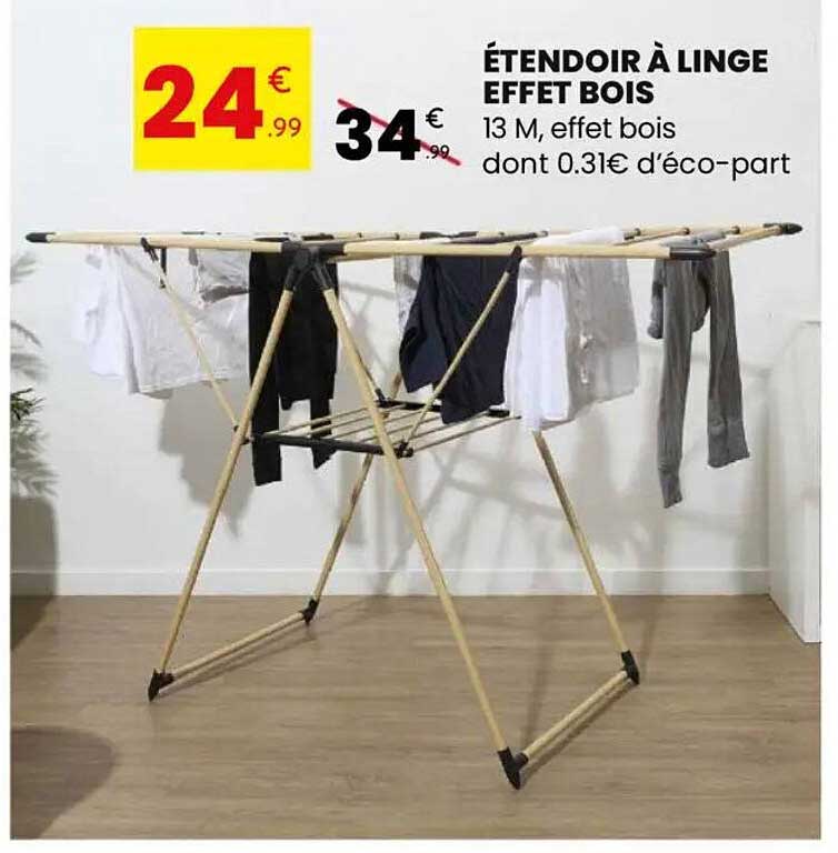 ÉTENDOIR À LINGE EFFET BOIS