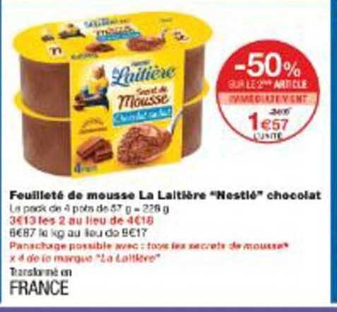 Feuilleté de mousse La Laitière "Nestlé" chocolat