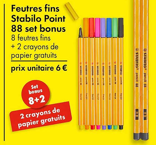 Feutres fins Stabilo Point 88 set bonus