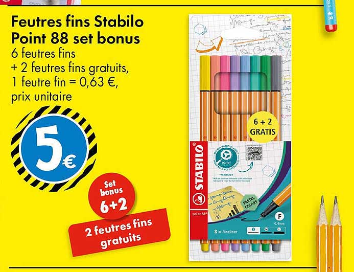 Feutres fins Stabilo Point 88 set bonus