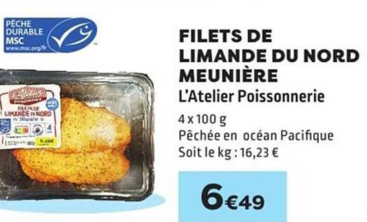FILETS DE LIMANDE DU NORD MEUNIÈRE L'Atelier Poissonnerie