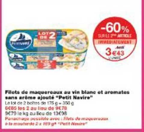 Filots de maquereaux au vin blanc et aromates sans arôme ajouté "Petit Navire"