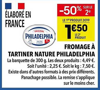 FROMAGE À TARTINER NATURE PHILADELPHIA