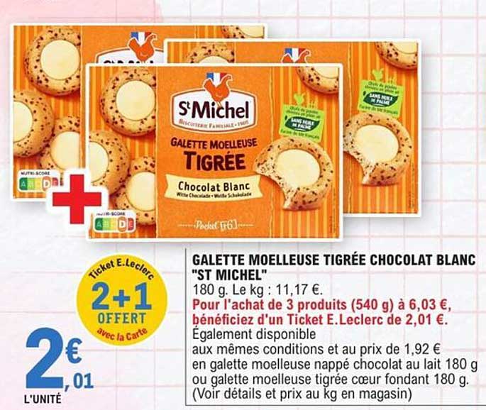 GALETTE MOELLEUSE TIGRÉE CHOCOLAT BLANC "ST MICHEL"