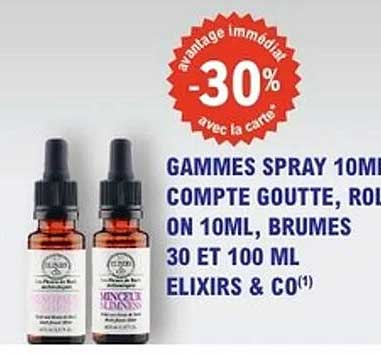Gammes Spray 10ml Compte Goutte, Roll On 10ml, Brumes 30 et 100 ml Elixirs & Co