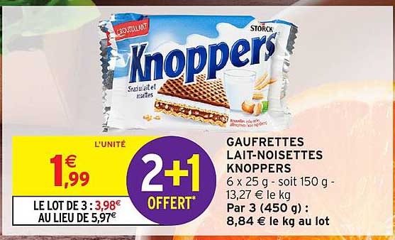 GAUFRETTES LAIT-NOIRETTES KNOPPERS