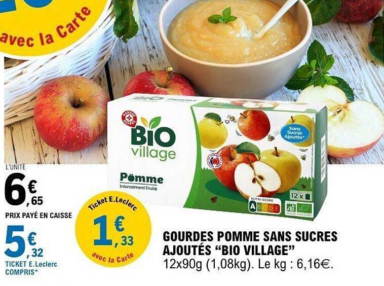Gourdes Pomme Sans Sucre Ajoutés "Bio Village"
