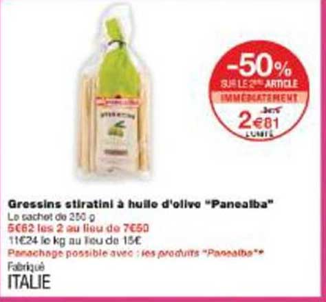 Gressins stiratini à huile d'olive "Panealba"