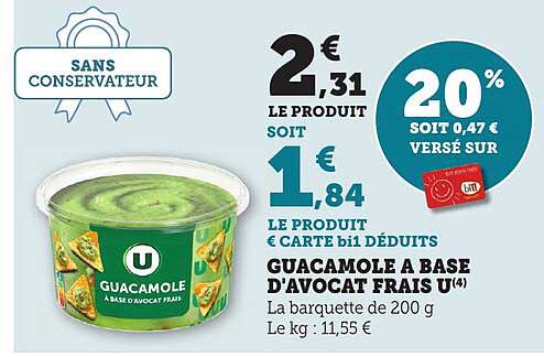 GUACAMOLE A BASE D'AVOCAT FRAIS U