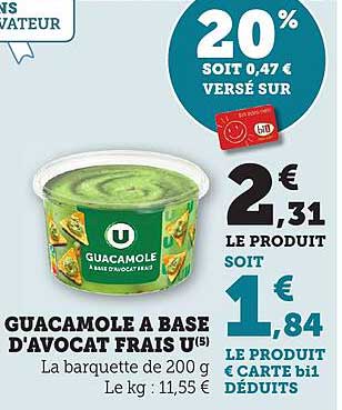 GUACAMOLE A BASE D'AVOCAT FRAIS U