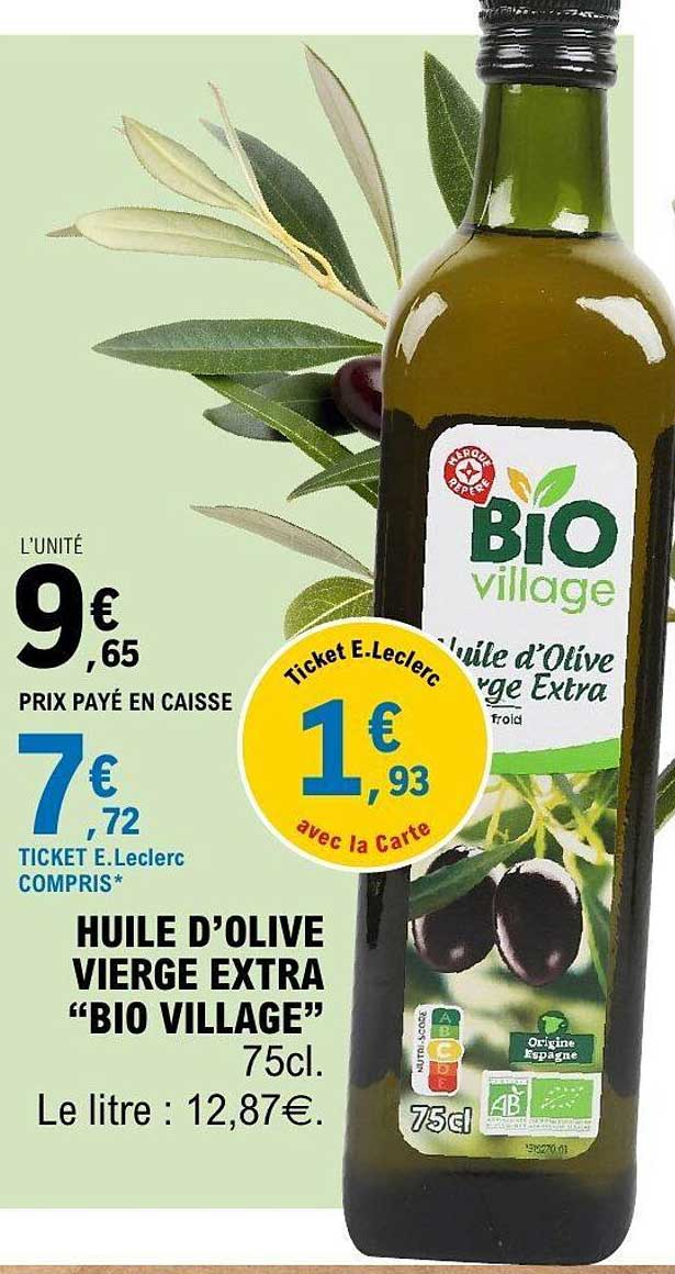 HUILE D’OLIVE VIERGE EXTRA "BIO VILLAGE" 75cl