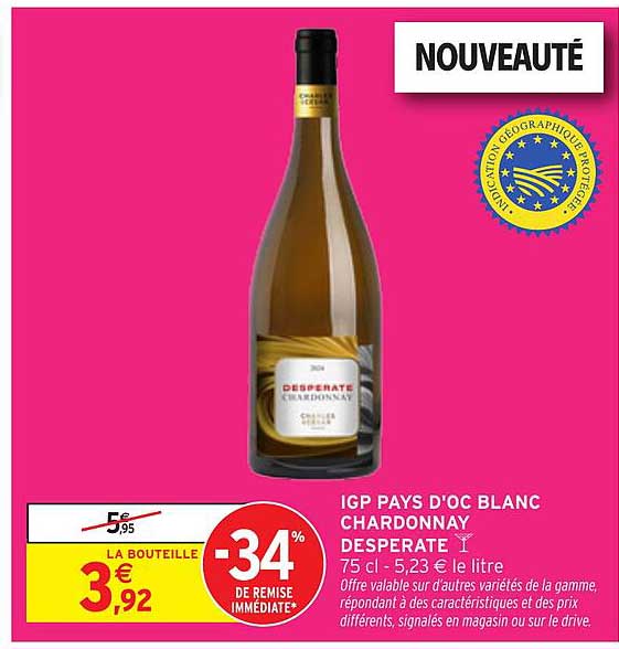 IGP PAYS D'OC BLANC CHARDONNAY DESPERATE