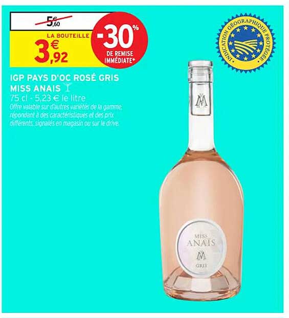 IGP PAYS D'OC ROSÉ GRIS MISS ANAIS