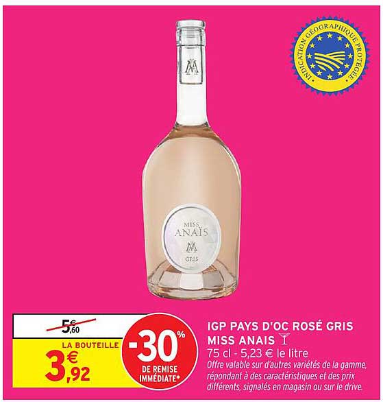IGP PAYS D'OC ROSÉ GRIS MISS ANAIS