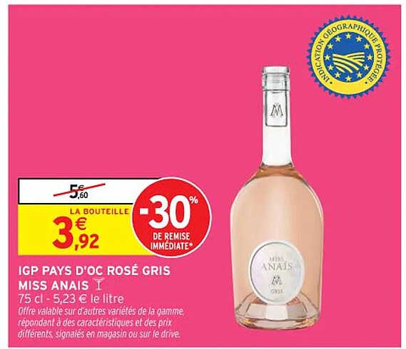 IGP PAYS D'OC ROSÉ GRIS MISS ANAIS