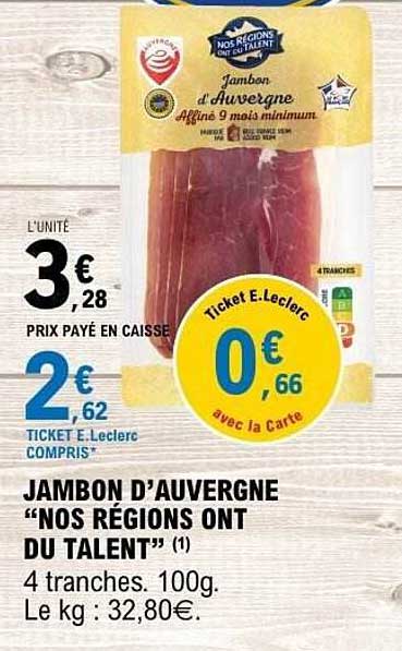 JAMBON D’AUVERGNE “NOS RÉGIONS ONT DU TALENT”