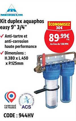 Kit duplex aquaphos easy 9'' 3/4''
