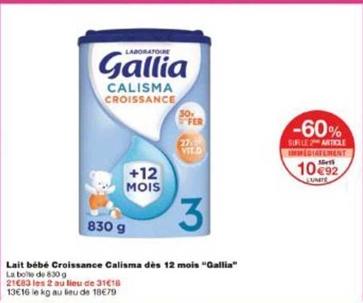 Lait bébé Croissance Calisma dès 12 mois "Gallia"