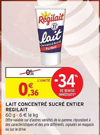 LAIT CONCENTRÉ SUCRÉ ENTIER REGILAIT