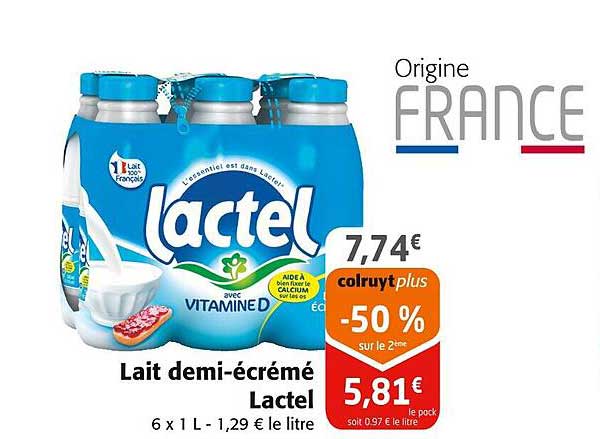 Lait demi-écrémé Lactel