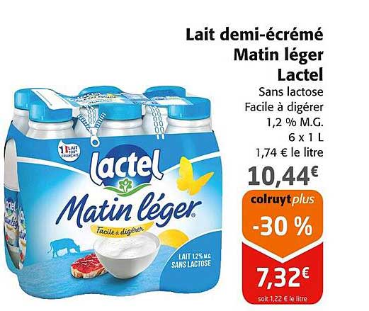 Lait demi-écrémé Matin léger Lactel