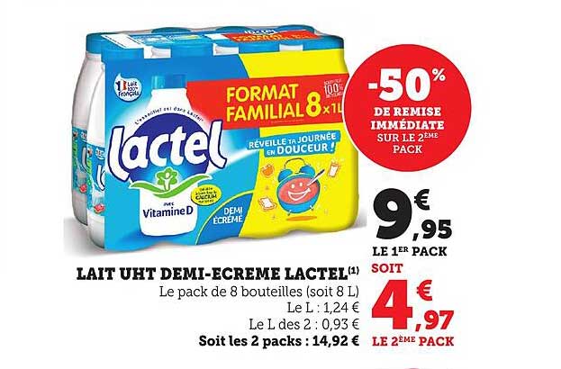 LAIT UHT DEMI-ECREME LACTEL