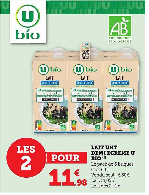 LAIT UHT DEMI ÉCRÉME U BIO