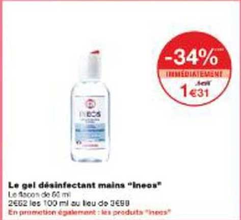 Le gel désinfectant mains "ineos"