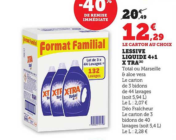 LESSIVE LIQUIDE 4+1 X TRA(A)