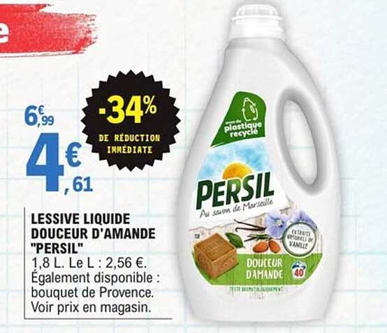 LESSIVE LIQUIDE DOUCEUR D'AMANDE "PERSIL"