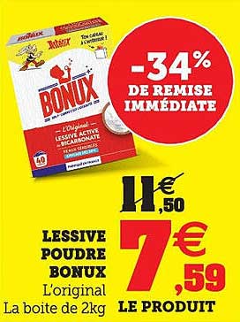 LESSIVE POUDRE BONUX L'original La boite de 2kg