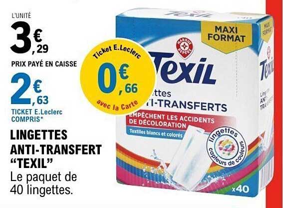 LINGETTES ANTI-TRANSFERT "TEXIL"