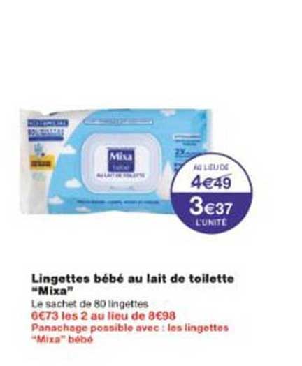 Lingettes bébé au lait de toilette “Mixa”
