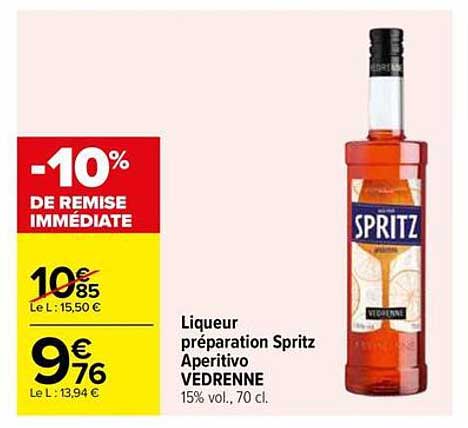 Liqueur préparation Spritz Aperitivo VEDRENNE