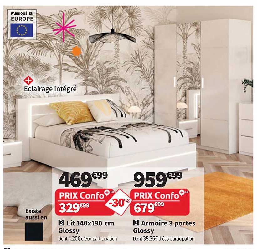 Lit 140x190 cm Glossy - PRIX Confo