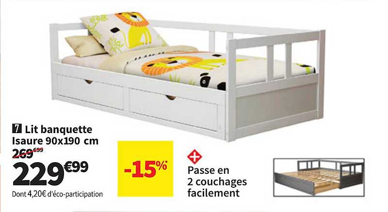 Lit banquette Lisaure 90x190 cm