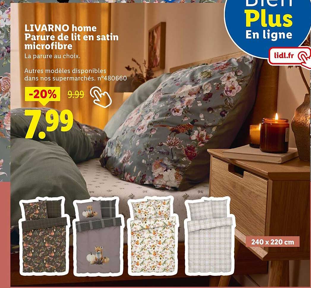 LIVARNO home Parure de lit en satin microfibre