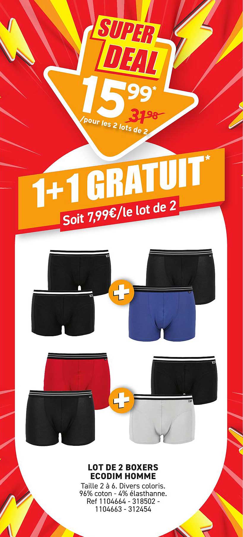 LOT DE 2 BOXERS ECODIM HOMME