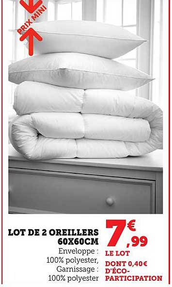 LOT DE 2 OREILLERS 60X60CM