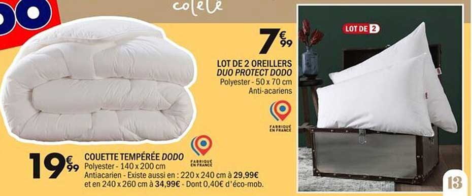 LOT DE 2 OREILLERS DUO PROTECT DODO