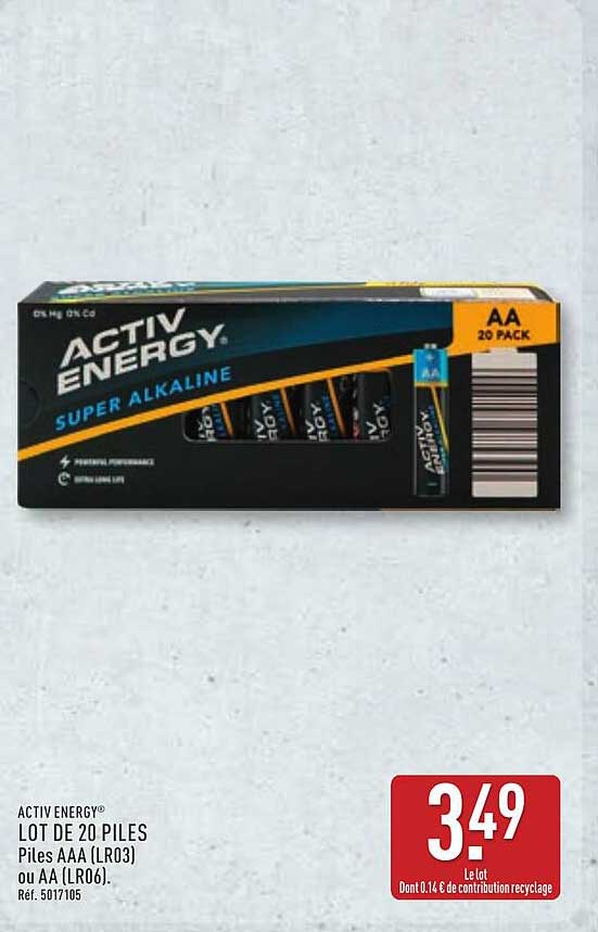 LOT DE 20 PILLES Piles AAA (LR03) ou AA (LR06)