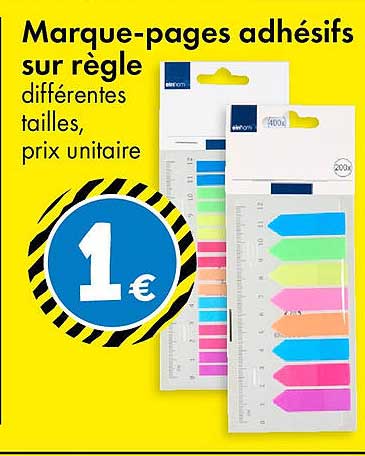 Marque-pages adhésifs sur règle