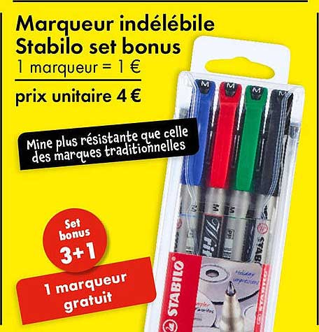Marqueur indélébile Stabilo set bonus
