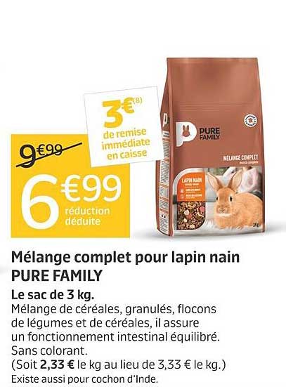 Mélange complet pour lapin nain PURE FAMILY