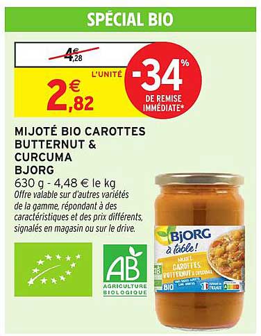 MIJOTÉ BIO CAROTTES BUTTERNUT & CURCUMA BJORG
