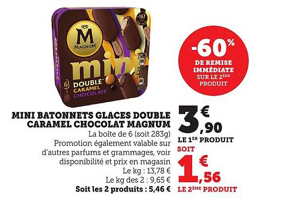 MINI BATONNETS GLACES DOUBLE CARAMEL CHOCOLAT MAGNUM