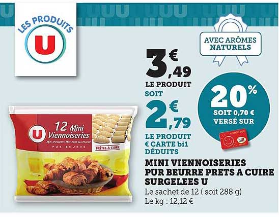 MINI VIENNOISERIES PUR BEURRE PRETS A CUISER SURGELEES U