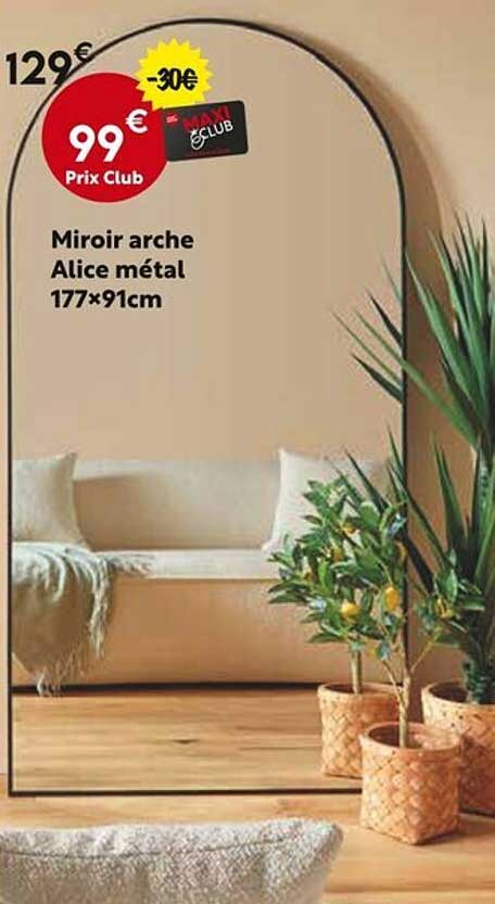Miroir arche Alice métal 177×91cm