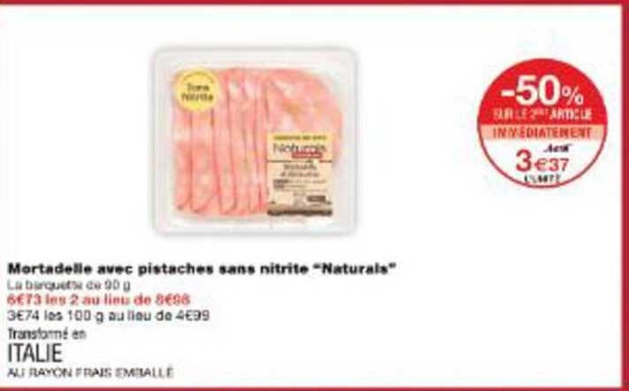 Mortadelle avec pistaches sans nitrite “Naturals”